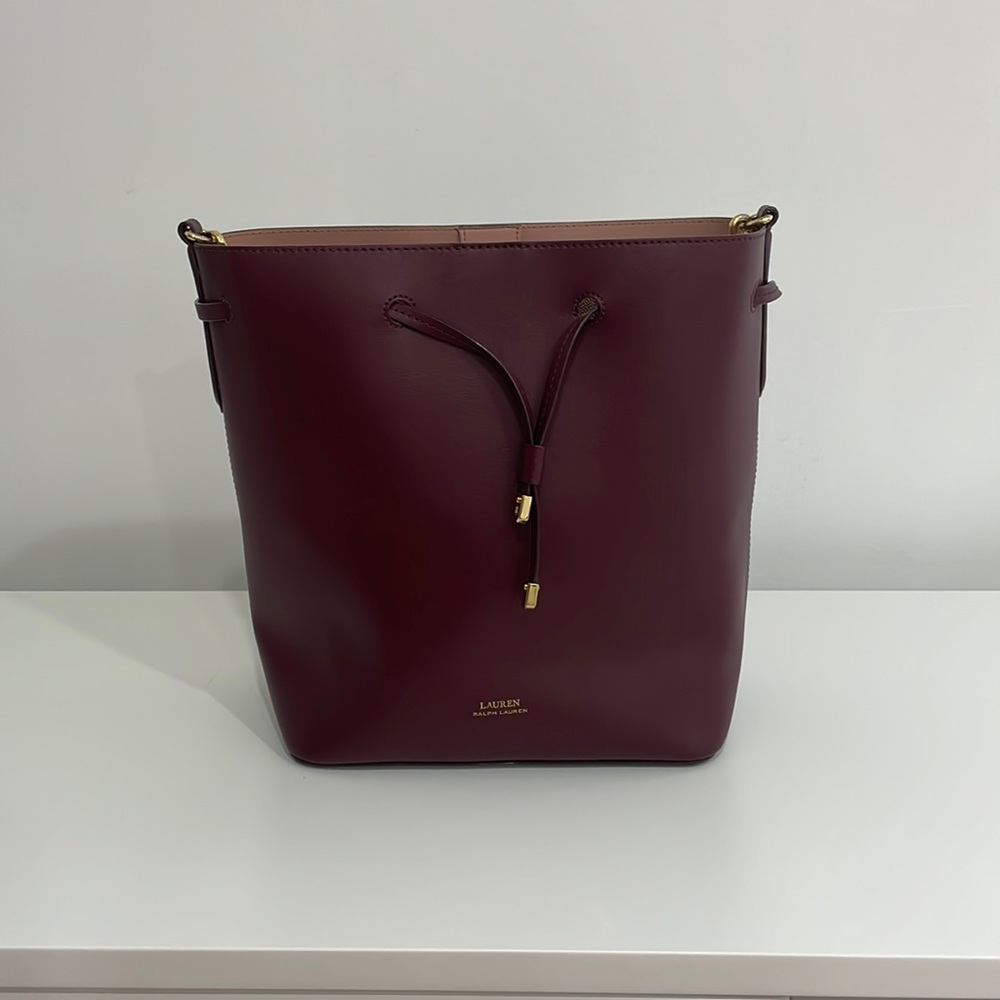 Maroon Ralph Lauren bucket bag